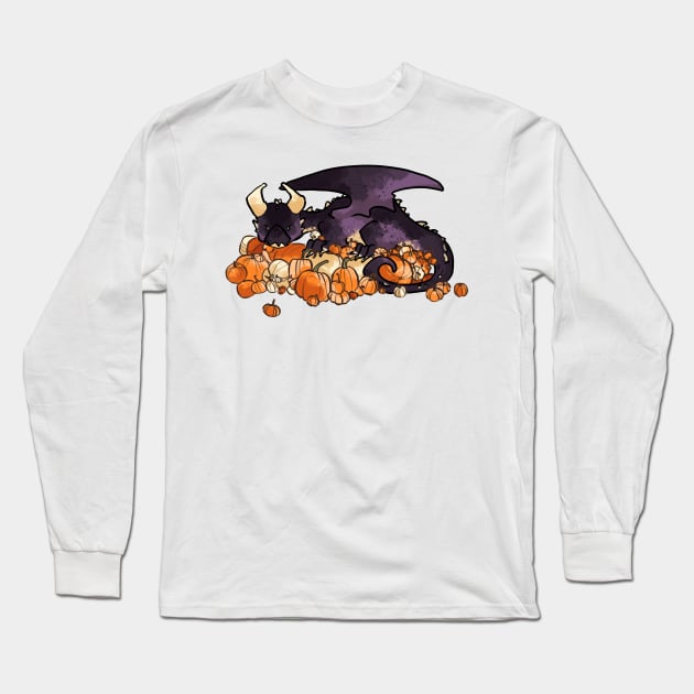 Pumpkin Harvest Dragon Long Sleeve T-Shirt by Shopping Dragons